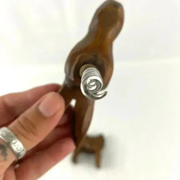 VTG Hickok Corkscrew Bottle Opener Carved Wood Original Genuine France Metal - Picture 11 of 16